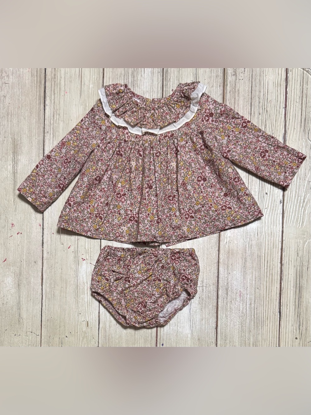 La Coqueta Spain baby girls 6m fall floral dress bloomer set retails $135